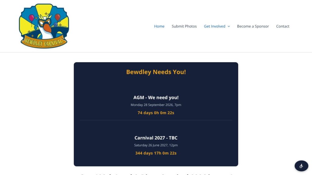 Bewdley Carnival homepage screenshot