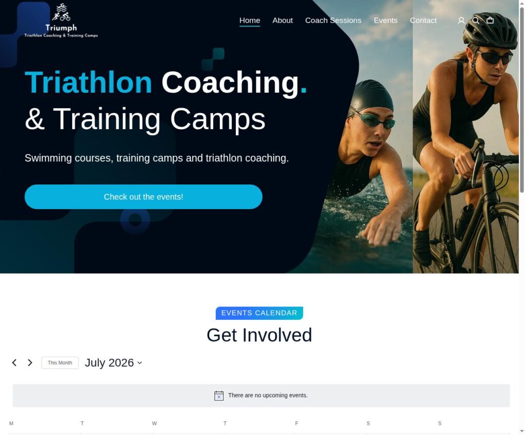 Triumph Tri Coaching homepage screenshot