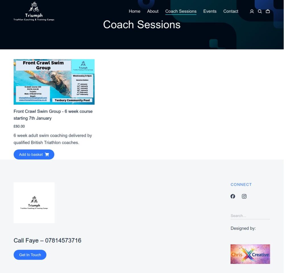 Triumph Tri Coaching homepage screenshot